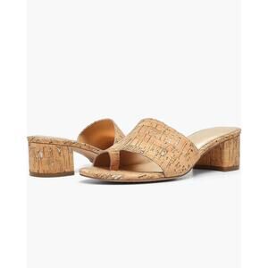 Donald Pliner Naia Sparkle Cork Heeled Sandal. Block Heel Neutral Gold 11